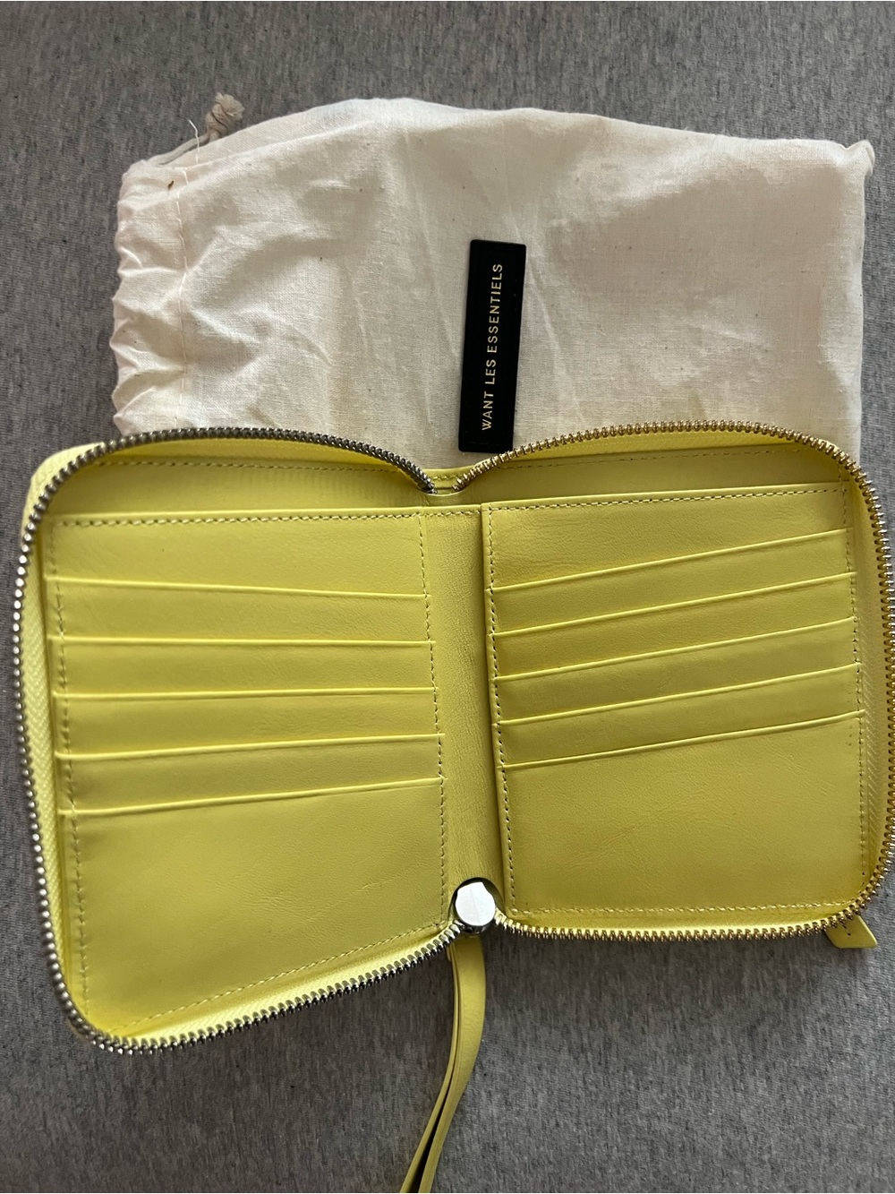 Want Les Essentiels Yellow Leather Zip Wallet - Picture 2 of 3